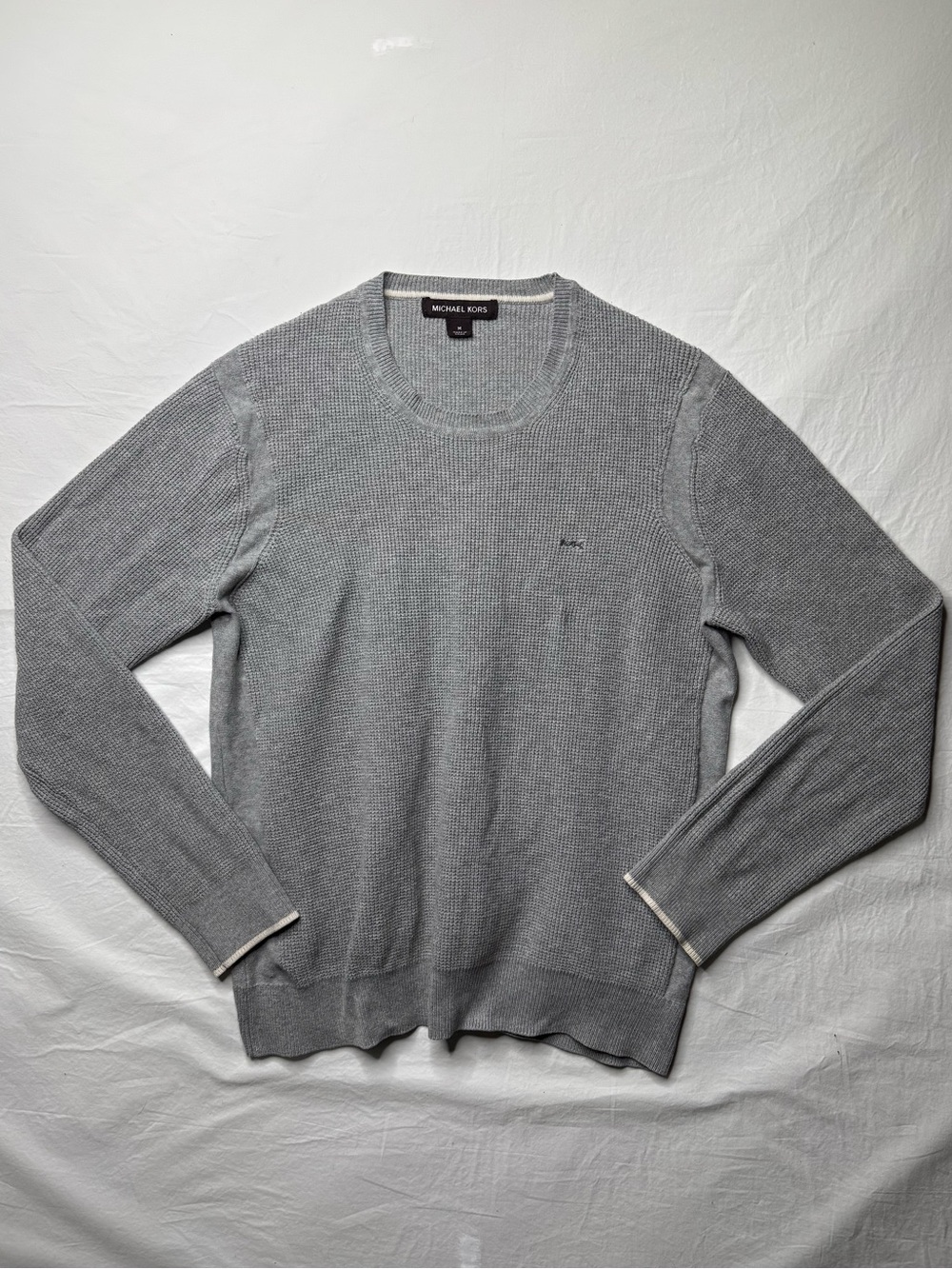 Michael Kors - Men’s Light Gray Waffle Knit Crewneck Sweater